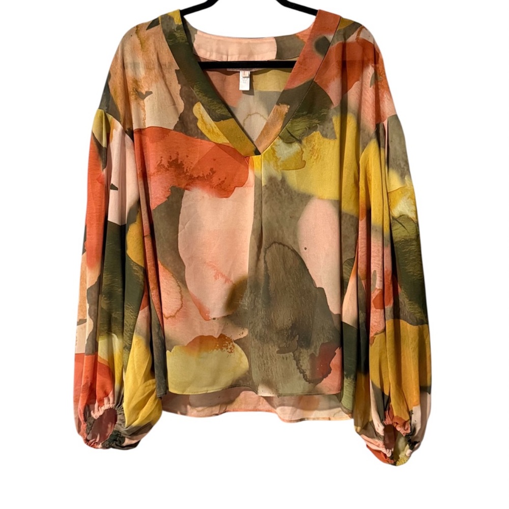 Hutch Minnie Full Sleeve Printed Olive Top Size L - Picture 2 of 5